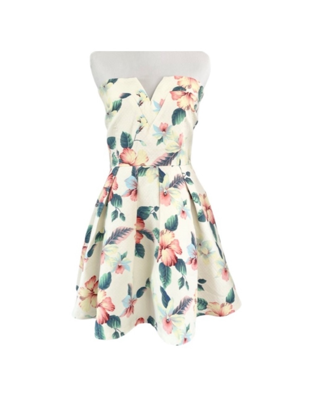 AX Paris Hibiscus Fit & Flare Tulle Strapless Mini Dress Sz 12 fits size 2-4 US